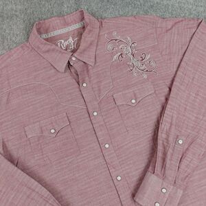 Rock 47 Men's Size X-Large Red Western Shirt Embroidered Pearl Snap Wrangler
